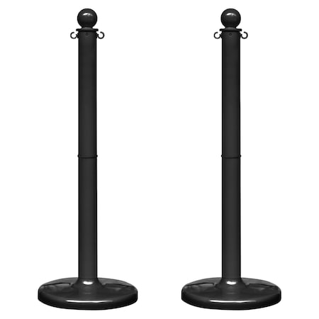 Mr. Chain Black Medium Duty Stowable Stanchion, 2PK 93703-2